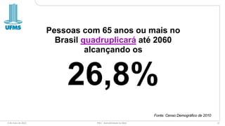 6 de maio de 2022 PW1 - Acessibilidade na Web 21
Pessoas com 65 anos ou mais no
Brasil quadruplicará até 2060
alcançando os
26,8%
Fonte: Censo Demográfico de 2010
 