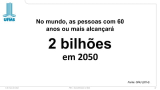 6 de maio de 2022 PW1 - Acessibilidade na Web 22
No mundo, as pessoas com 60
anos ou mais alcançará
2 bilhões
Fonte: ONU (2014)
em 2050
 