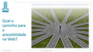 Qual o
caminho para
a
acessibilidade
na Web?
6 de maio de 2022 PW1 - Acessibilidade na Web 33
 