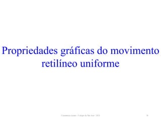 Propriedades gráficas do movimento
retilíneo uniforme
36
Cinemática escalar - Colégio de São José / 2023
 