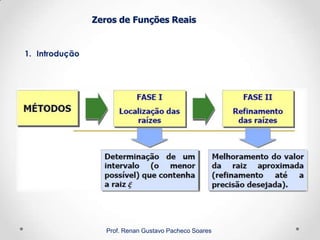 Zeros de Funções Reais
1. Introdução
Prof. Renan Gustavo Pacheco Soares
 