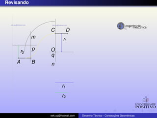 Revisando




                 C          D
             m            r1
             p   O
        r2
                 q
    A        B   n



                         r1
                         r2


                 eek.up@hotmail.com            ´               ¸˜       ´
                                      Desenho Tecnico - Construcoes Geometricas
 