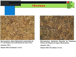 28
Tecnologia dos Materiais
Aços para Construção Mecânica
Têmpera
 