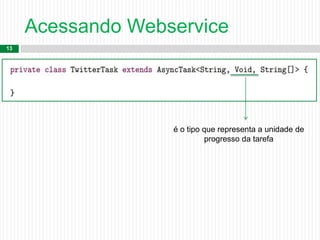 Acessando Webservice
13

é o tipo que representa a unidade de
progresso da tarefa
 
