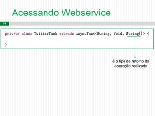 Acessando Webservice
14

é o tipo de retorno da
operação realizada
 