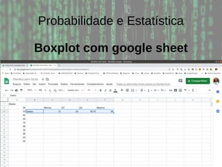 Probabilidade e Estatística
Boxplot com google sheet
 