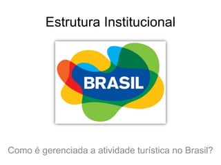 Estrutura Institucional Como é gerenciada a atividade turística no Brasil? 