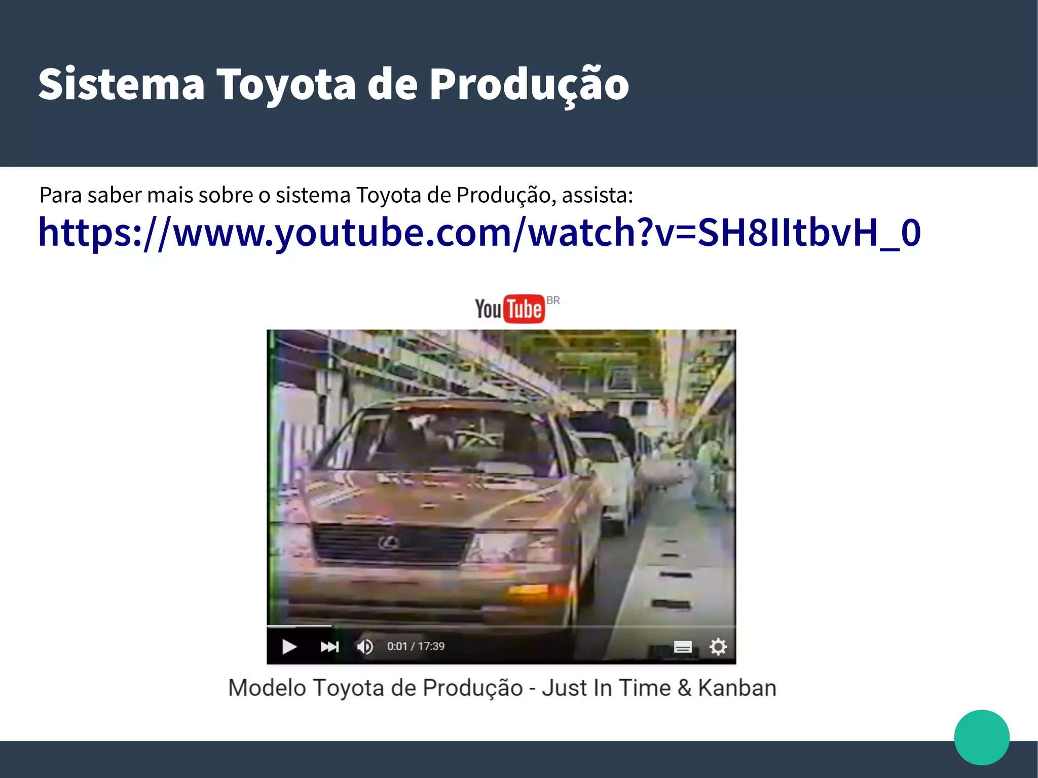 Evolução da produção
Toyotismo

Desenvolvido pelo engenheiro mecânico Taiichi Ohno (1912 – 1990);

Introduzido pós-segunda guerra mundial, mas teve seu auge em 1970;

Extrair o lucro máximo em cima de cada produto (devido a crise no Japão);

Características:

Produção flexível – descentralização – fornecedores associados;

Automação – robotização – tecnologia;

Controle total de qualidade;

Produção enxuta: Just-in-time (sob demanda) + Kanban;

Trabalhadores multifuncionais: equipes em ilhas de produção;
1
0
 