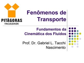 Fenômenos de
Transporte
Fundamentos da
Cinemática dos Fluidos
Prof. Dr. Gabriel L. Tacchi
Nascimento
 