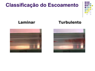 Classificação do Escoamento
Laminar Turbulento
 