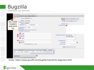 Bugzilla
Subtítulo (se houver)
Fonte: https://www.guru99.com/bugzilla-tutorial-for-beginners.html
 