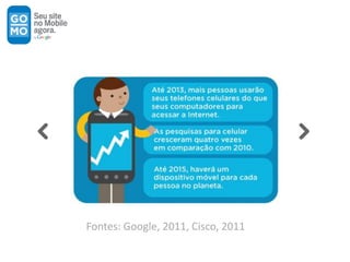 Fontes: Google, 2011, Cisco, 2011
 