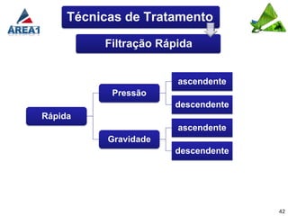 Técnicas de Tratamento

          Filtração Rápida


                       ascendente
           Pressão
                       descendente
Rápida
                       ascendente
           Gravidade
                       descendente




                                     42
 