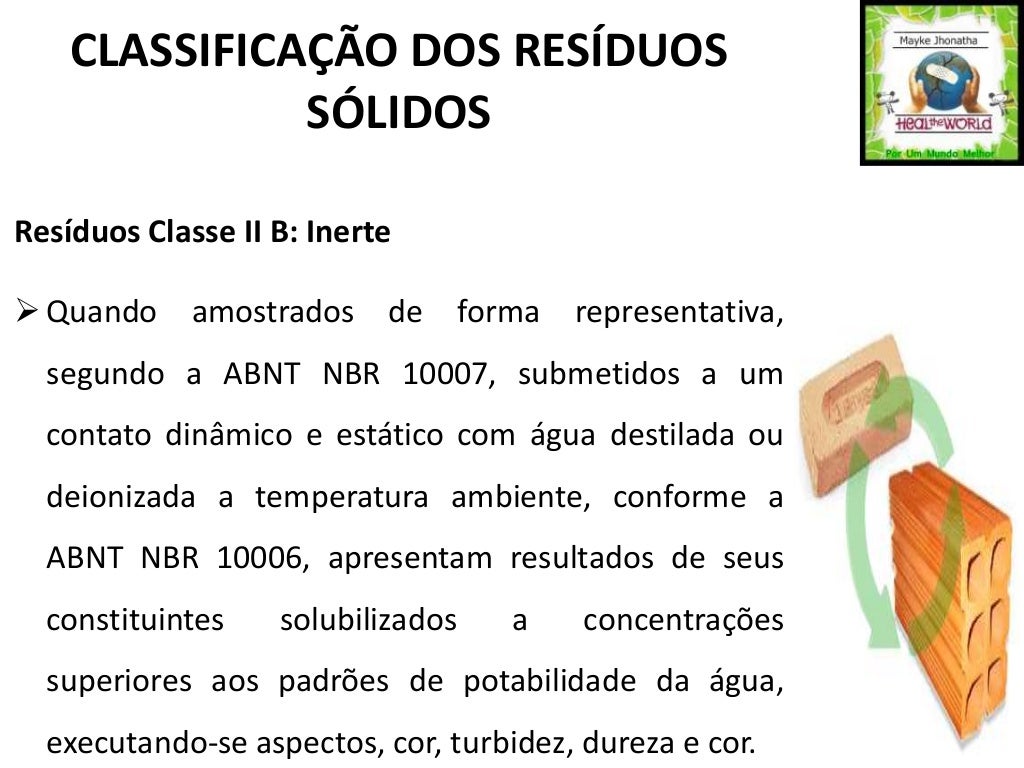 CLASSIFICAÇÃO DOS RESÍDUOS SÓLIDOS