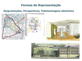 Diagramações, Perspectivas, Fotomontagem eletrônica
Formas de Representação
 