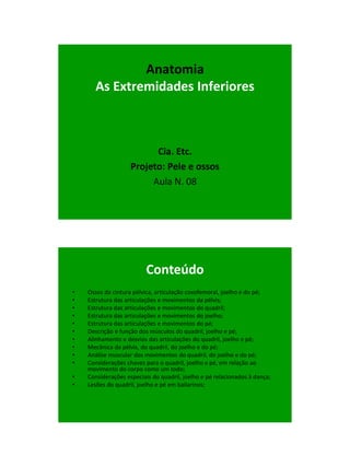 21/1/2011




              Anatomia
      As Extremidades Inferiores



                          Cia. Etc.
             ...