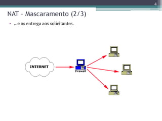 NAT – Mascaramento (2/3)
• ...e os entrega aos solicitantes.
4
 