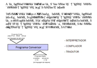 0 DPNQVUBEPS EFWF DPOWFSUFS PT DPNBOEPT EBEPT FN MJOHVBHFN EF BMUP
OÓWFMQBSBMJOHVBHFNEFNÈRVJOB DØEJHPTCJOÈSJPT 
TUBUBSFGBEFDPOWFSTÍPÏGFJUBQPSVNQSPHSBNBFTQFDJBMEFDPNQVUBEPS 
JTUPÏ VNQSPHSBNBRVFSFDFCFBTJOTUSVÎÜFTFNMJOHVBHFNEFBMUPOÓWFMFEÈ
DPNPTBÓEBPVUSPQSPHSBNBDPOTUJUVÓEPEFJOTUSVÎÜFTCJOÈSJBTPQSPHSBNB
PSJHJOBM FNMJOHVBHFNEFBMUPOÓWFM EÈTFPOPNFEF1SPHSBNB'POUFFBP
SFTVMUBEP FNMJOHVBHFNEFNÈRVJOB EF1SPHSBNB0CKFUP
 