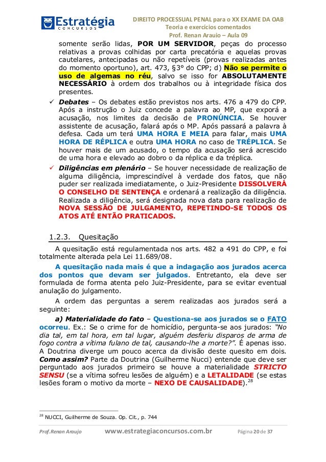 DIREITO P PENAL OAB XX ESTRATÉGIA AULA 09