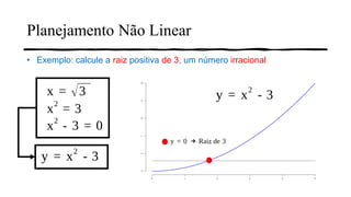 Planejamento Não Linear
• Exemplo: calcule a raiz positiva de 3, um número irracional
 