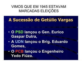 VIMOS QUE EM 1945 ESTAVAM
MARCADAS ELEIÇÕES
 