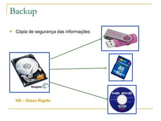 Backup Cópia de segurança das informações HD – Disco Rígido 