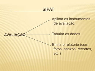 CAMPANHASConstituem uma forma de incentivar atitudes que permitam conhecer e corrigir condições e práticas que podem provocar acidentes.São o ponto alto de qualquer atividade promocional e motivacional de segurança do trabalho.Tem por objetivos:. DIVULGAR conhecimentos de normas de segurança..     AJUDAR na educação dos trabalhadores quanto à prática constante de prevenção de acidentes..  ACRESCENTAR conhecimentos de segurança, higiene e medicina do trabalho.