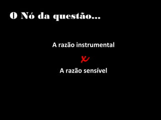 O Nó da questão...

        A razão instrumental

                x
          A razão sensível
 