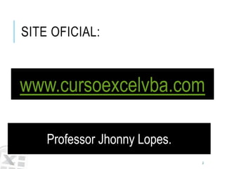 Caminhos
Do
Emprego
SITE OFICIAL:
2
www.cursoexcelvba.com
Professor Jhonny Lopes.
 