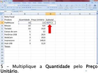 Caminhos
Do
Emprego
Totais
5 – Multiplique a Quantidade pelo Preço
Unitário. 55
 