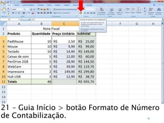 Caminhos
Do
Emprego
21 – Guia Início > botão Formato de Número
de Contabilização. 78
 
