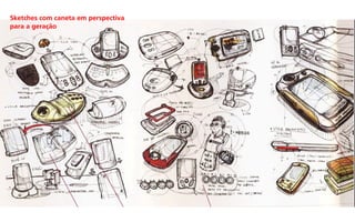 Sketches com caneta em perspectiva
para a geração
 