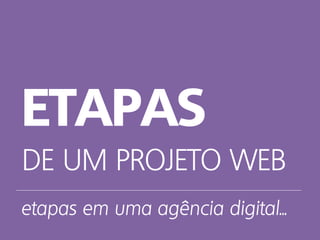 ETAPAS
DE UM PROJETO WEB
etapas em uma agência digital...
 