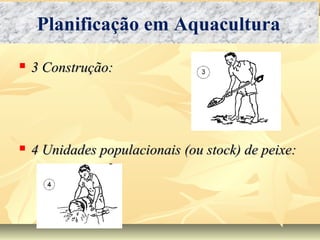  3 Construção:3 Construção:
 4 Unidades populacionais (ou stock) de peixe:4 Unidades populacionais (ou stock) de peixe:
Planificação em Aquacultura
 