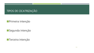 TIPOS DE CICATRIZAÇÃO
Primeira intenção
Segunda intenção
Terceira intenção
136
 