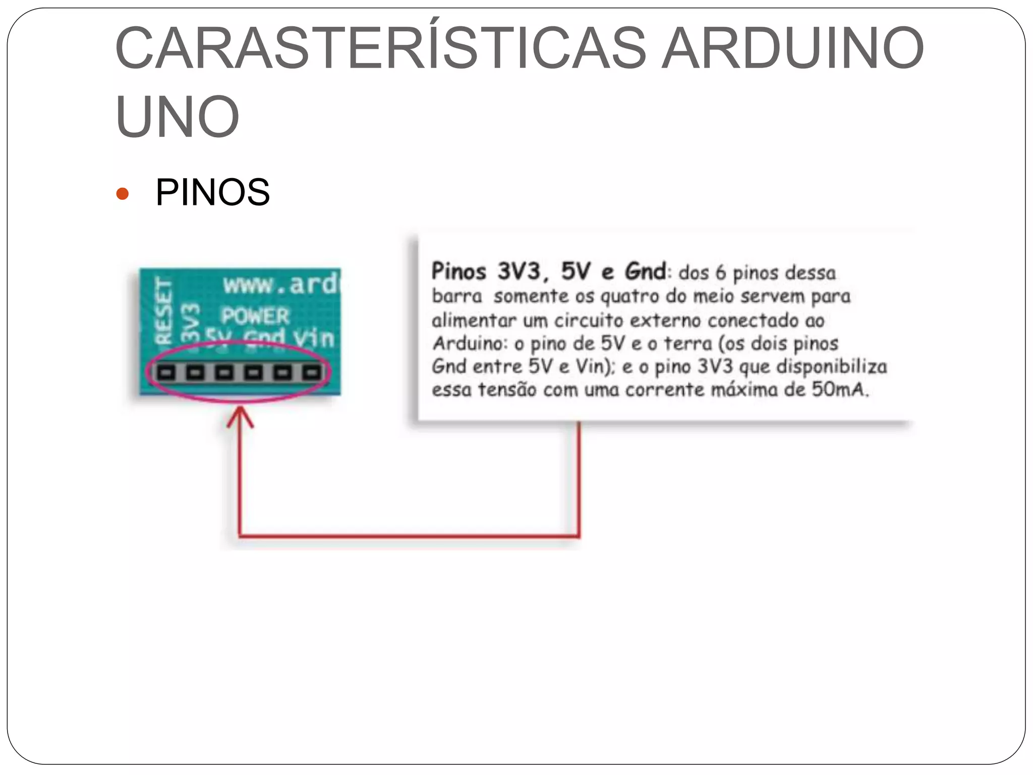CARASTERÍSTICAS ARDUINO
UNO
 PINOS
 