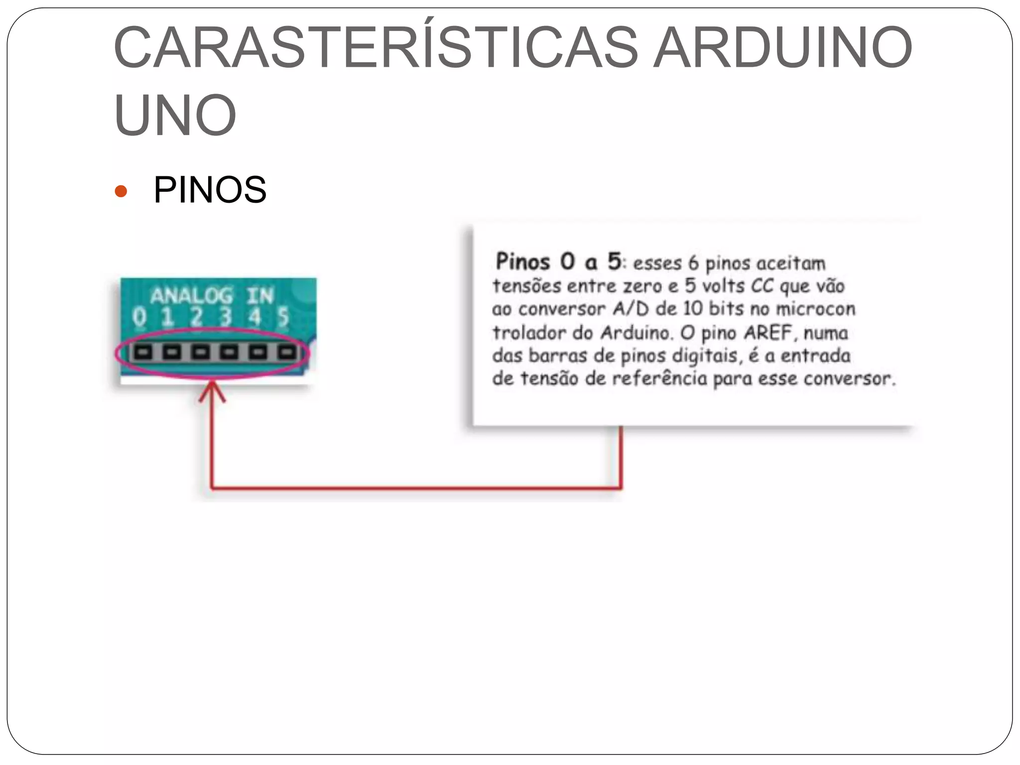 CARASTERÍSTICAS ARDUINO
UNO
 PINOS
 