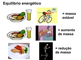 = massa
estável
= aumento
de massa
= redução
de massa
Equilíbrio energético
 