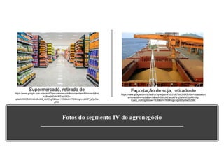 Fotos do segmento IV do agronegócio
Supermercado, retirado de
https://www.google.com.br/search?q=supermercado&source=lnms&tbm=isch&sa
=X&ved=0ahUKEwjo262o-
q3aAhXEC5AKHdheBJ4Q_AUICygC&biw=1536&bih=760#imgrc=dzQP_yCjeSw
gRM:
Exportação de soja, retirado de
https://www.google.com.br/search?q=exporta%C3%A7%C3%A3o+de+soja&sourc
e=lnms&tbm=isch&sa=X&ved=0ahUKEwiIuKPe-q3aAhWGIpAKHXg-
CysQ_AUICigB&biw=1536&bih=760#imgrc=gp525y0IwZcZ5M:
 