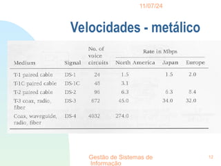 11/07/24
Gestão de Sistemas de
Informação
12
Velocidades - metálico
 