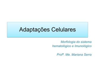 Adaptações Celulares
Morfologia do sistema
hematológico e Imunológico
Profª. Me. Mariana Serra
 