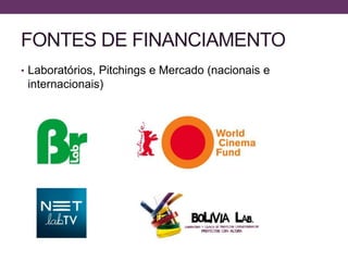 FONTES DE FINANCIAMENTO
• Laboratórios, Pitchings e Mercado (nacionais e
internacionais)
 
