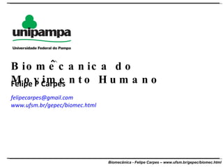 Felipe P Carpes [email_address] www.ufsm.br/gepec/biomec.html   Biomecanica do Movimento Humano 