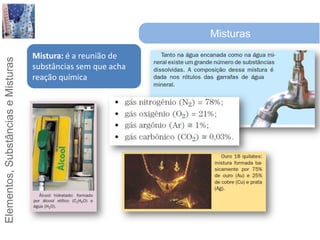 MisturasMistura: é a reunião de substâncias sem que acha reação química