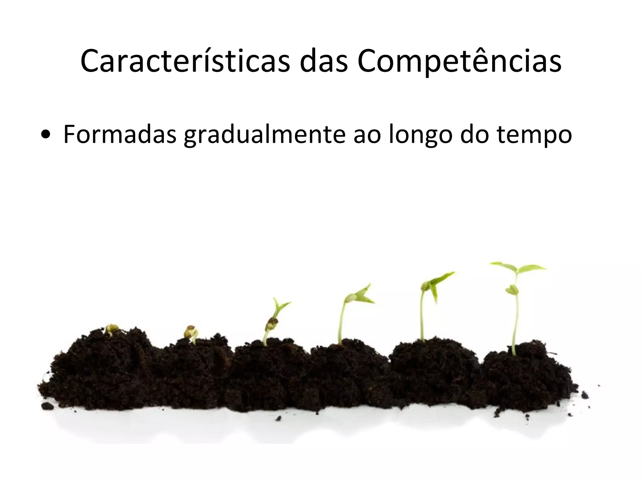 Características das Competências Formadas gradualmente ao longo do tempo 