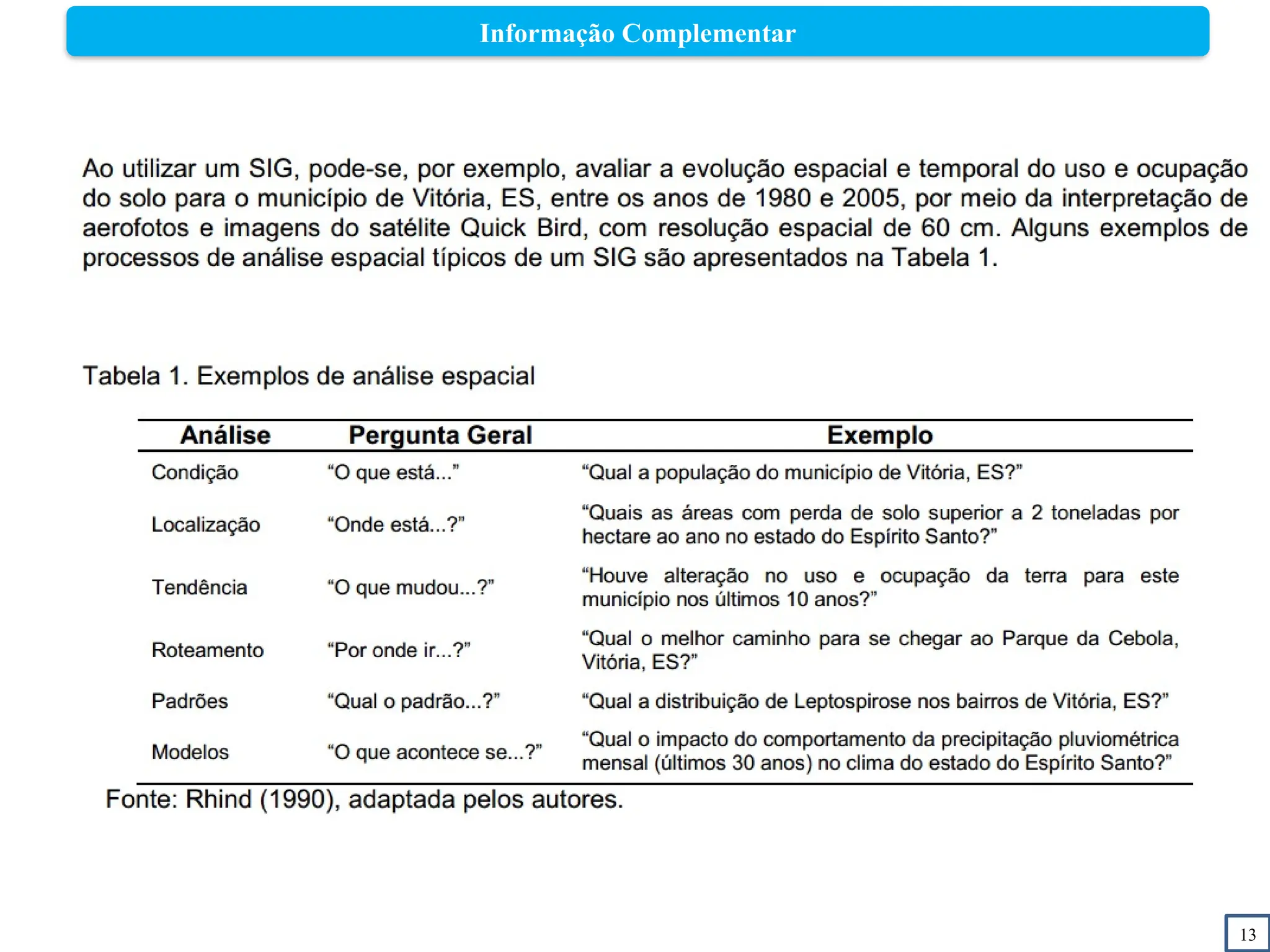13
Informação Complementar
 