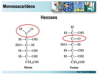Monossacarídeos
Prof.a: Flávia F. Mulinari
Glicose Frutose
Hexoses
 