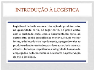 INTRODUÇÃO À LOGÍSTICA
 