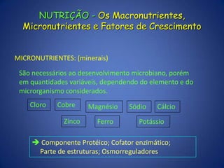 Quanto a utilização de substâncias – FISIOLOGIA CELULAR:Autótrofas (litotrofas) – AUTOSUFICIENTE dependem exclusivamente de sustâncias químicas inorgânicas e de fonte de carbono (C02) para produzirenergia;Heterótrofas (organotrofas) - Requeremfontes de carbono orgânico para produção de energia.