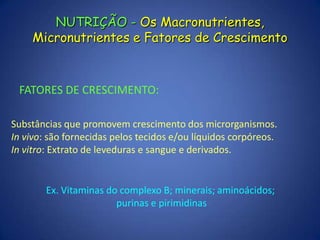 O Metabolismo Bacteriano: obtendo energia   Processos Fisiológicos: gasto contínuo de